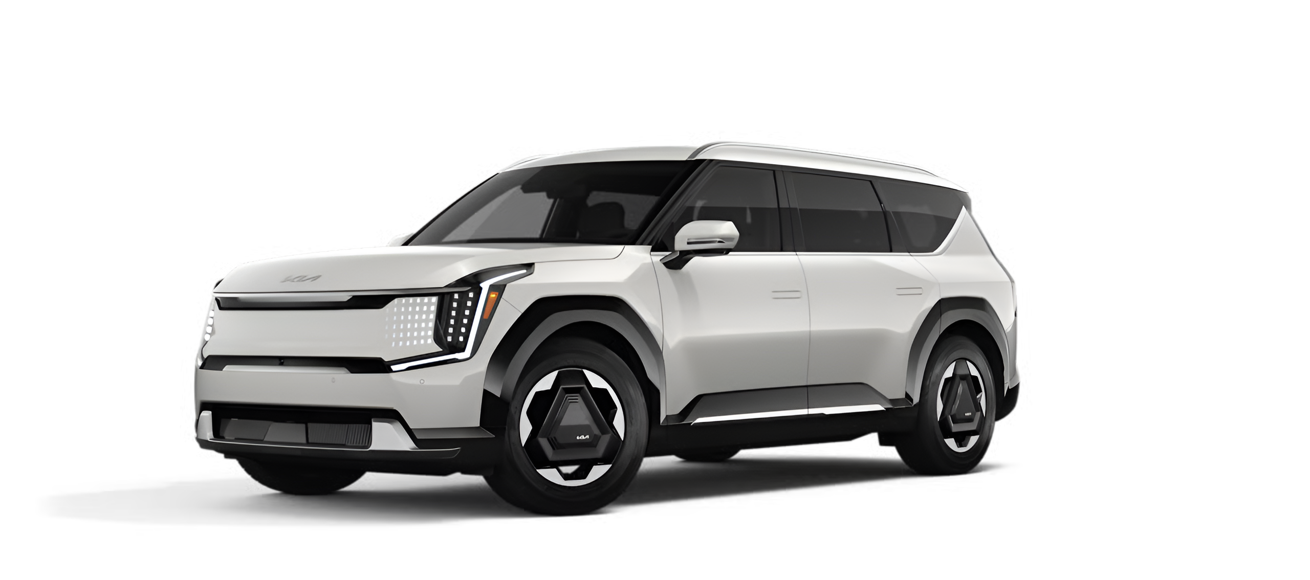 EV9 Glacial White Pearl exterior